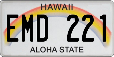 HI license plate EMD221