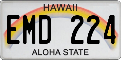 HI license plate EMD224