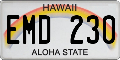 HI license plate EMD230