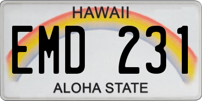 HI license plate EMD231