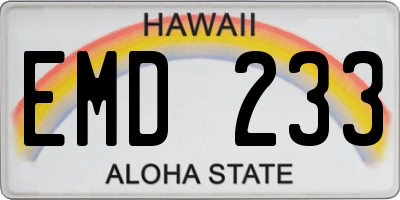 HI license plate EMD233
