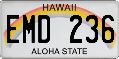 HI license plate EMD236