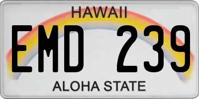 HI license plate EMD239