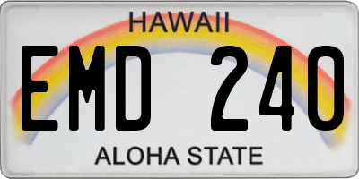 HI license plate EMD240