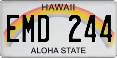 HI license plate EMD244