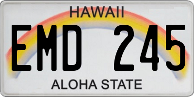 HI license plate EMD245