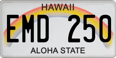 HI license plate EMD250