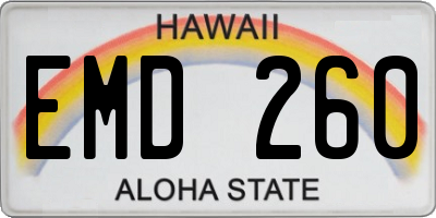 HI license plate EMD260