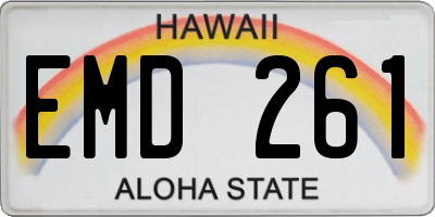 HI license plate EMD261