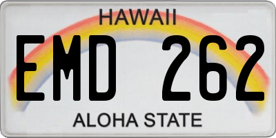 HI license plate EMD262