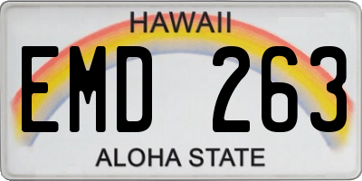 HI license plate EMD263