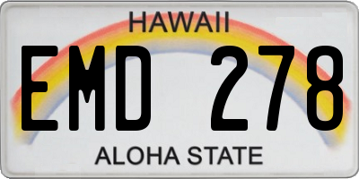 HI license plate EMD278
