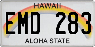 HI license plate EMD283