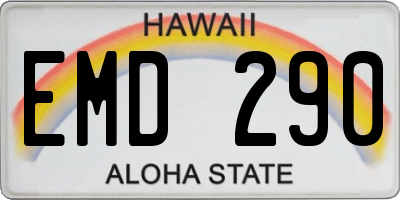HI license plate EMD290