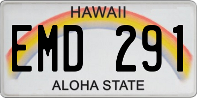 HI license plate EMD291
