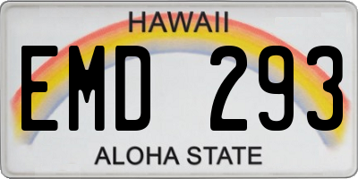 HI license plate EMD293