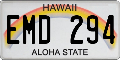 HI license plate EMD294