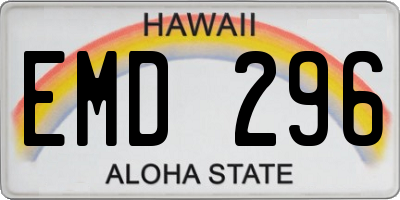 HI license plate EMD296