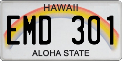 HI license plate EMD301