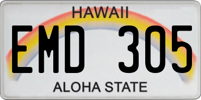 HI license plate EMD305