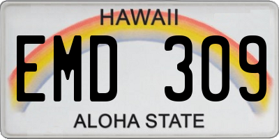 HI license plate EMD309