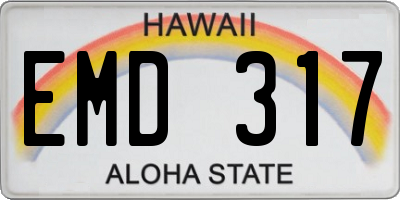 HI license plate EMD317