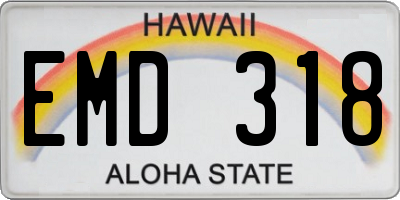 HI license plate EMD318