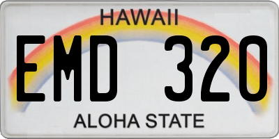 HI license plate EMD320