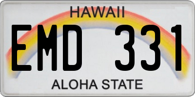 HI license plate EMD331