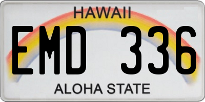 HI license plate EMD336