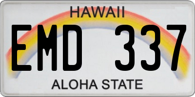 HI license plate EMD337