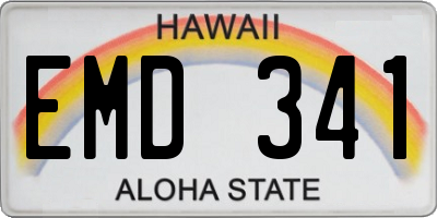 HI license plate EMD341