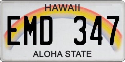 HI license plate EMD347