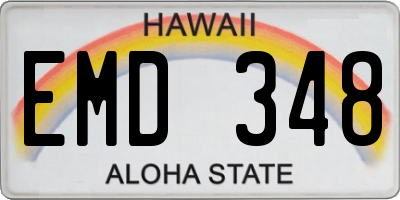 HI license plate EMD348