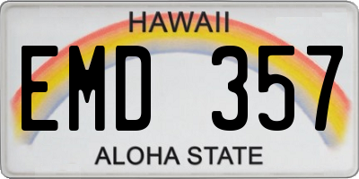 HI license plate EMD357