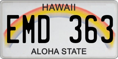 HI license plate EMD363