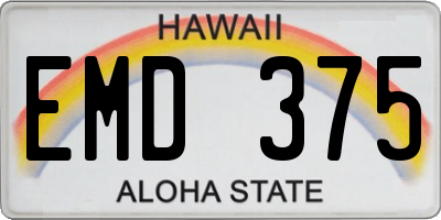 HI license plate EMD375