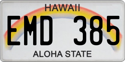 HI license plate EMD385
