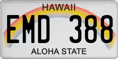 HI license plate EMD388