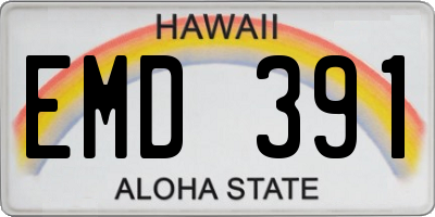 HI license plate EMD391