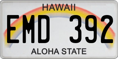 HI license plate EMD392
