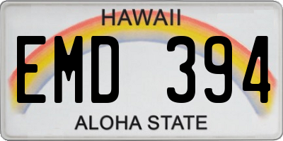 HI license plate EMD394