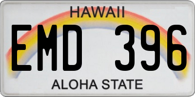 HI license plate EMD396