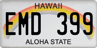 HI license plate EMD399