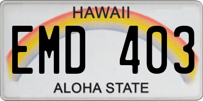 HI license plate EMD403