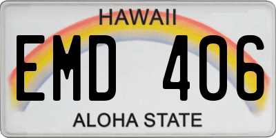 HI license plate EMD406