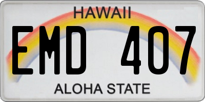 HI license plate EMD407