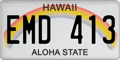 HI license plate EMD413