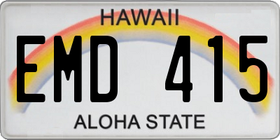 HI license plate EMD415