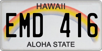 HI license plate EMD416